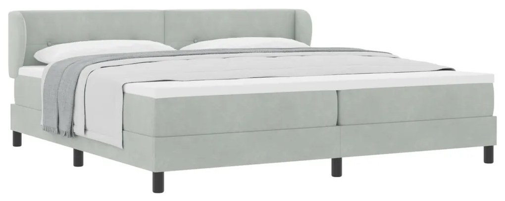 Box Spring Ágy Matraccal Világosszürke 200x200 cm Bársony