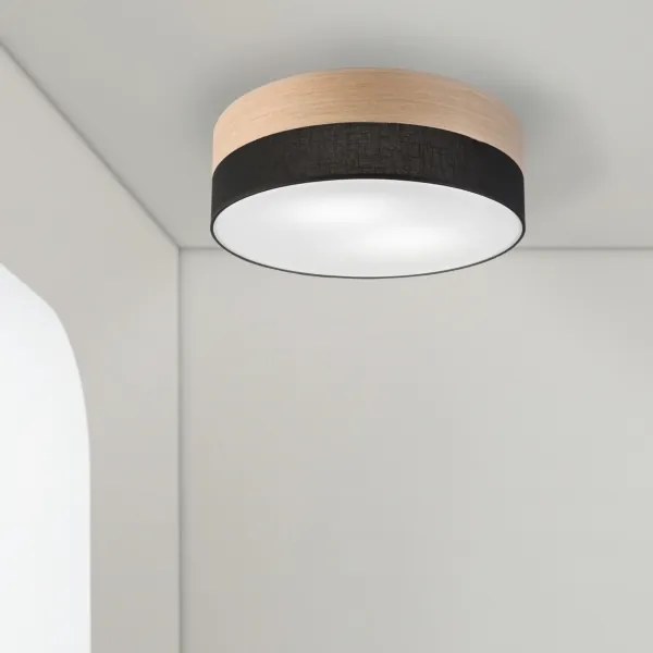 Mennyezeti lámpa SIRJA WOOD 2xE27/15W/230V átm. 45 cm fekete/tölgy