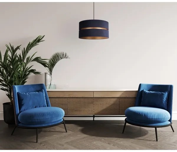 Duolla - Csillár zsinóron DUO 1xE27/15W/230V átm. 40 cm kék/arany