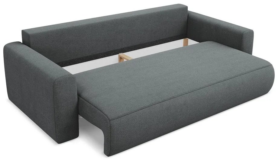 Sötétszürke kinyitható-tárolóhelyes kanapé 238 cm Kapua – Makamii