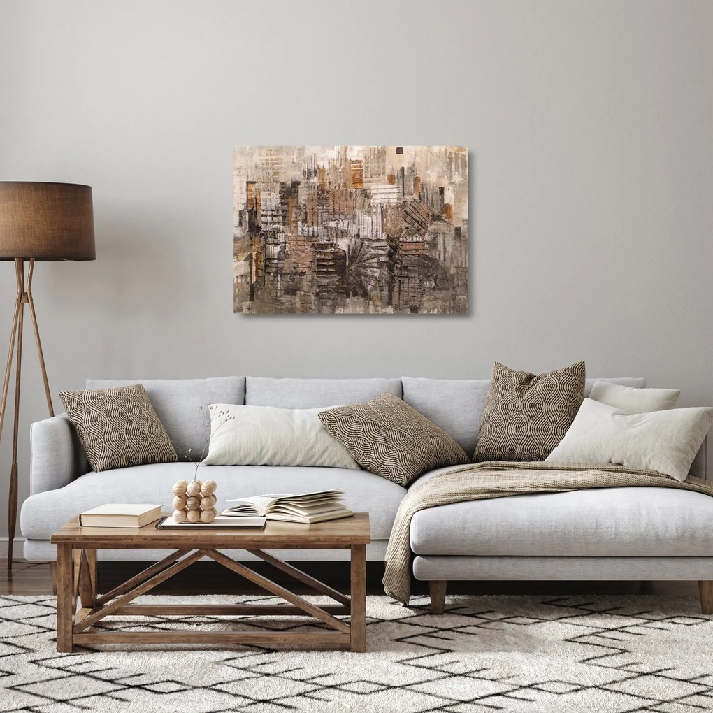 Kép - absztrakció barna tónusokkal (üvegen) (70x50 cm)