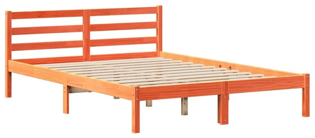 viaszbarna tömör fa könyvespolcos ágy matrac nélkül 120 x 190cm