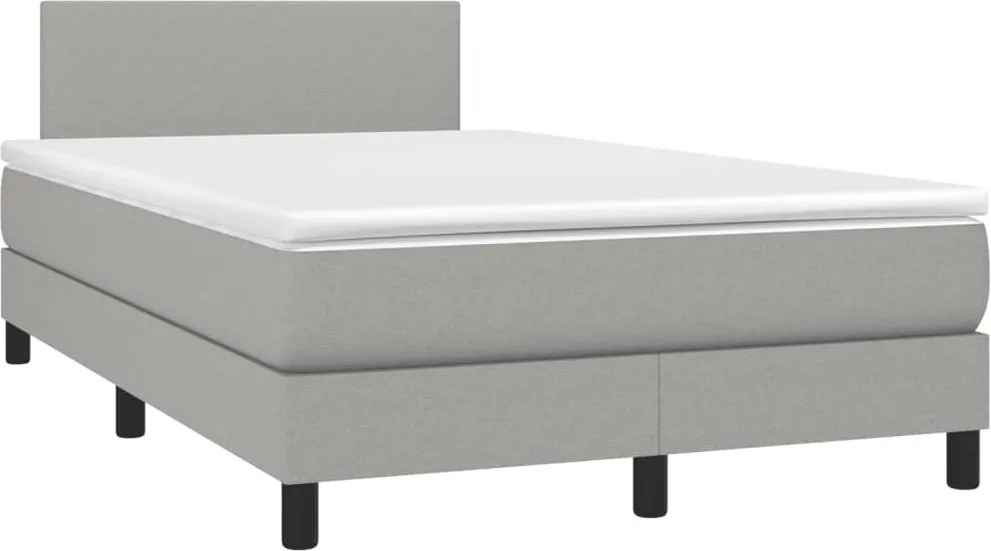 vidaXL világosszürke szövet rugós ágy matraccal 120 x 190 cm