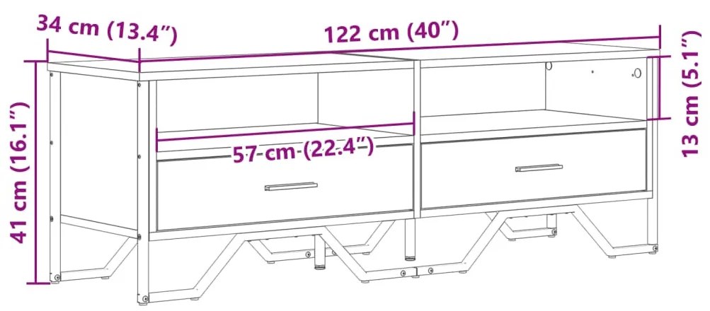 barna tölgy színű szerelt fa TV-szekrény 122 x 34 x 41 cm