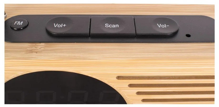 Retro bambusz ébresztőóra rádióval - Karlsson