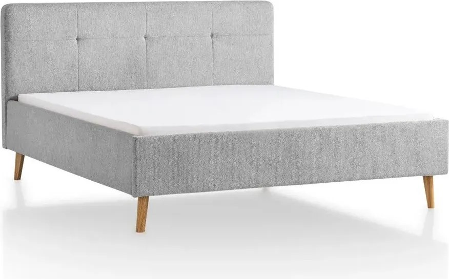 Világosszürke kárpitozott franciaágy ágyrács nélkül 140x200 cm Smart – Meise Möbel