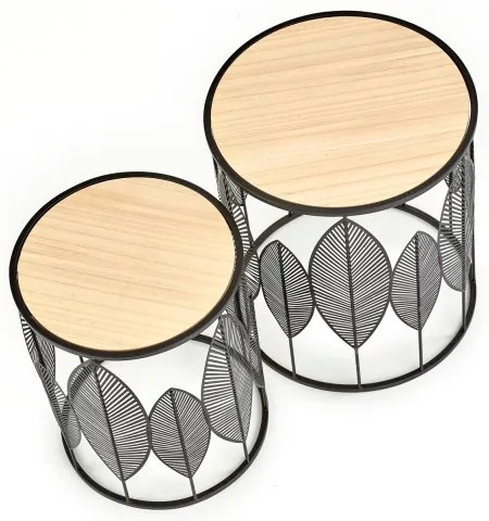 KÉSZLET 2x Kávésasztal FOLLA átm. 33/40 cm fekete