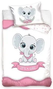 Elefánt Girl gyerek, ovis ágyneműhuzat 90x120 cm, 40x60 cm