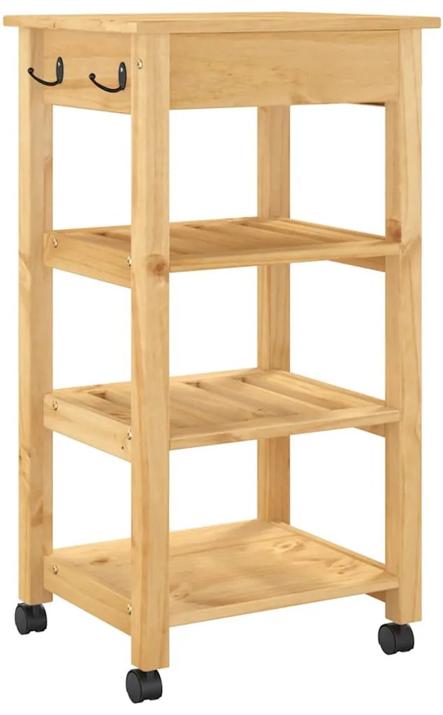 MONZA tömör fenyőfa konyhai kocsi 48 x 40 x 88,5 cm