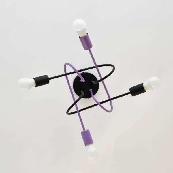 Felületre szerelhető csillár OXFORD 4xE27/15W/230V fekete/lila