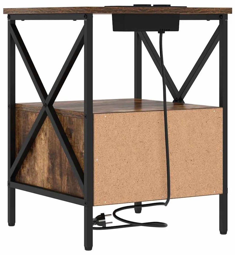 vidaXL Éjjeliszekrény 2 pcs Füstölt tölgy 41,5 x 40,5 x 55 cm Faanyag