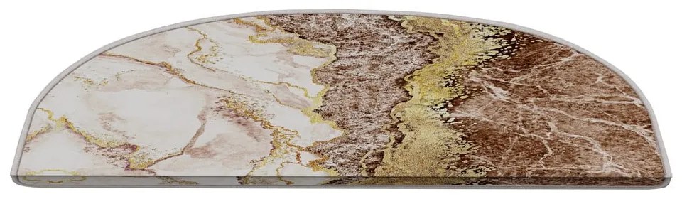 Krémszínű-világosbarna lépcsőszőnyeg szett 16 db-os 20x65 cm Golden Marble – Vitaus