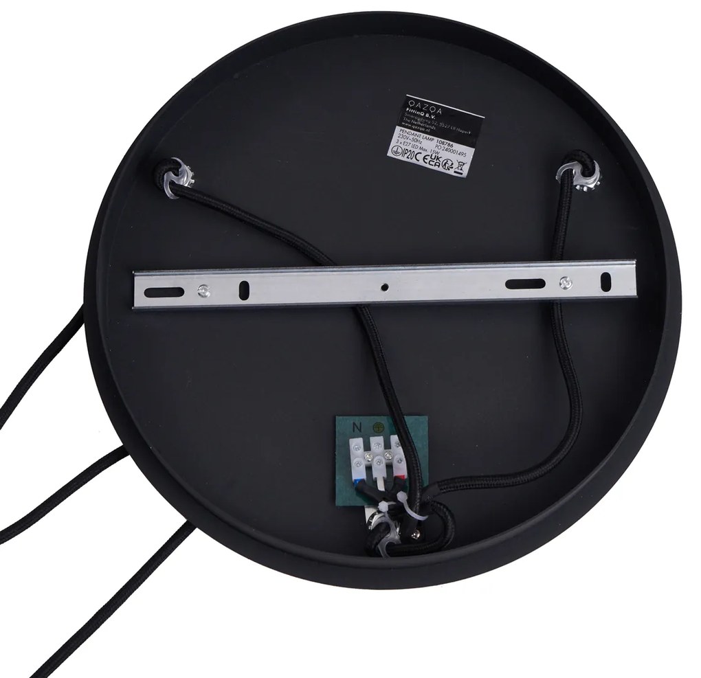 Art Deco függőlámpa fekete, kék és zöld üveggel, 3 égős - Douglass