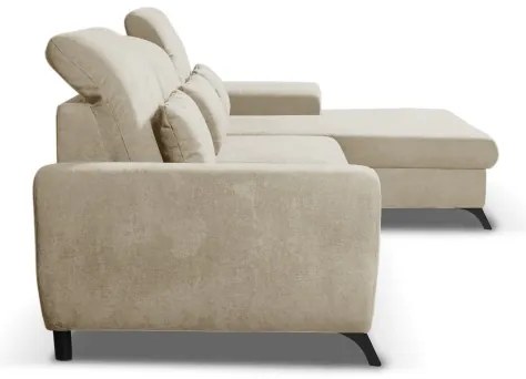 ALTA jobb oldali L-alakú ággyá nyitható kárpitozott sarokkanapé tárolóhellyel, bézs