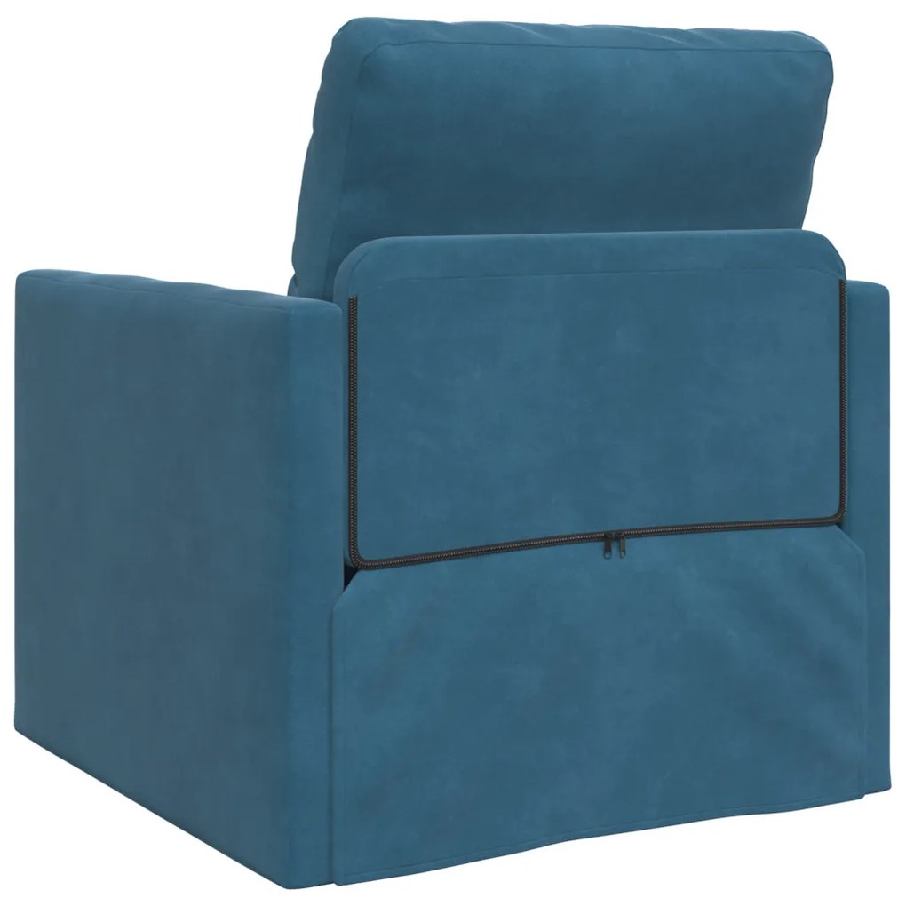 2 az 1-ben Floor Sofa Bed Kék 74x77x81 cm Bársonyos