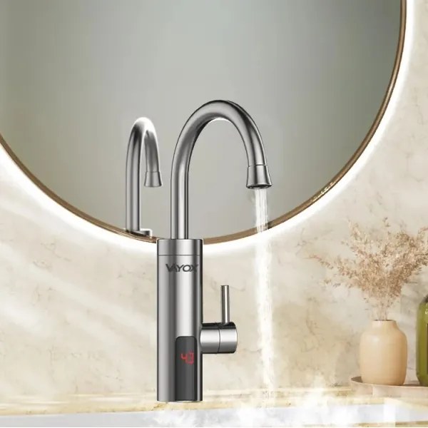 Átfolyós vízmelegítő LED kijelzővel 3000W/230V IPX4 rozsdamentes