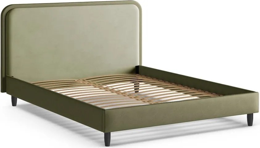 Zöld kárpitozott franciaágy ágyráccsal 200x200 cm Aveline – Micadoni