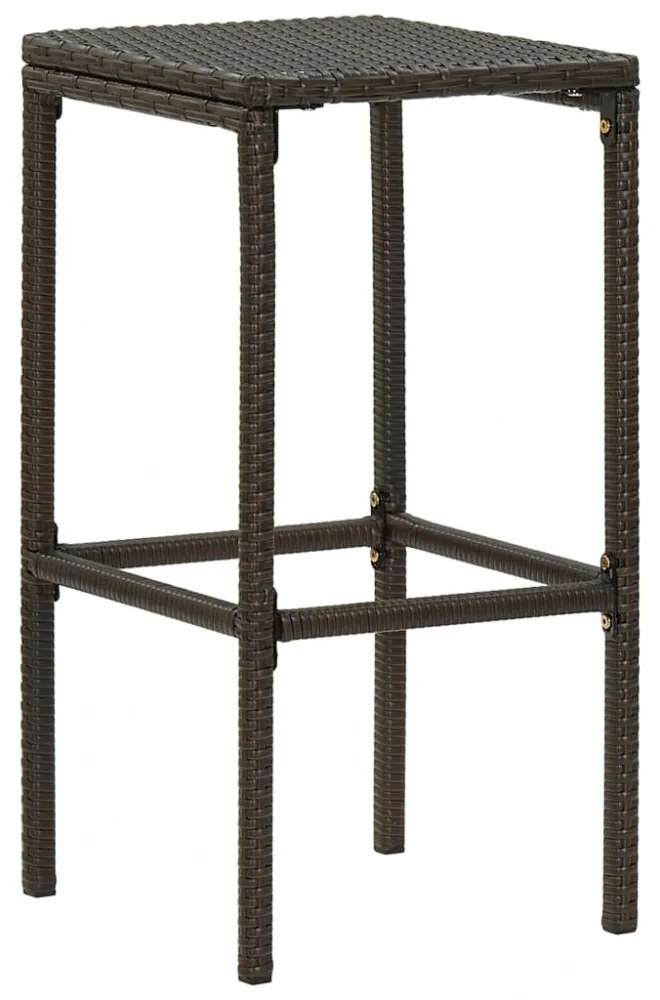 3 részes barna polyrattan kerti bárszett párnákkal