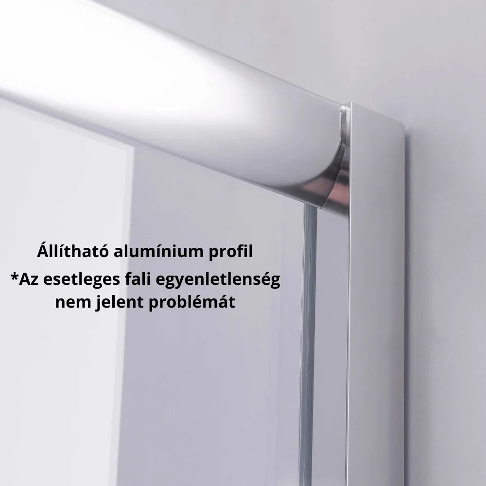 Stuxi Nizza 140 cm széles toló zuhanyajtó 6 mm vastag vízlepergető biztonsági üveggel, króm elemekkel, 200 cm magas