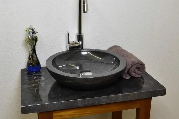 DIVERO Mosdókagyló márvány fekete