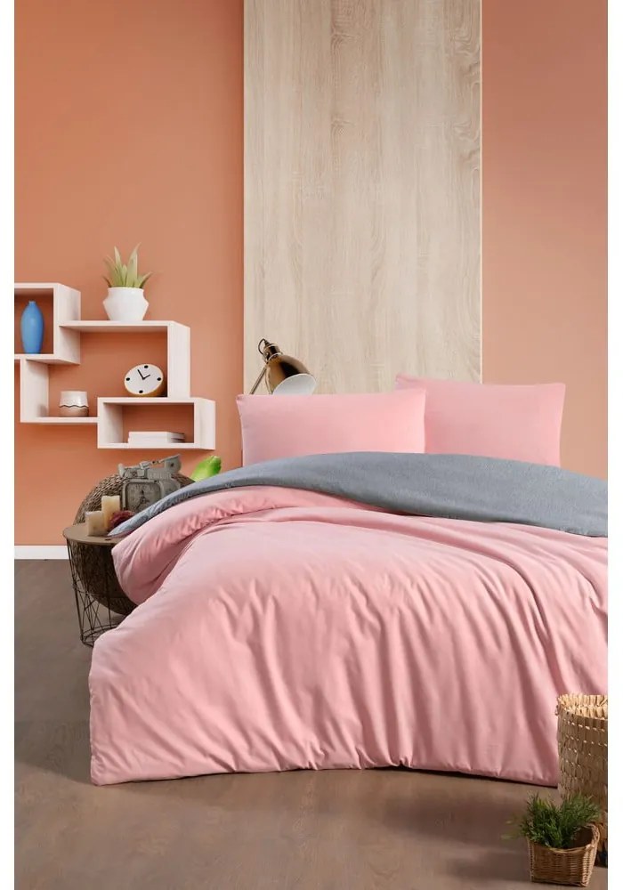 Lazacszínű-szürke kétszemélyes-hosszabbított pamut ágyneműhuzat lepedővel 200x220 cm – Mila Home