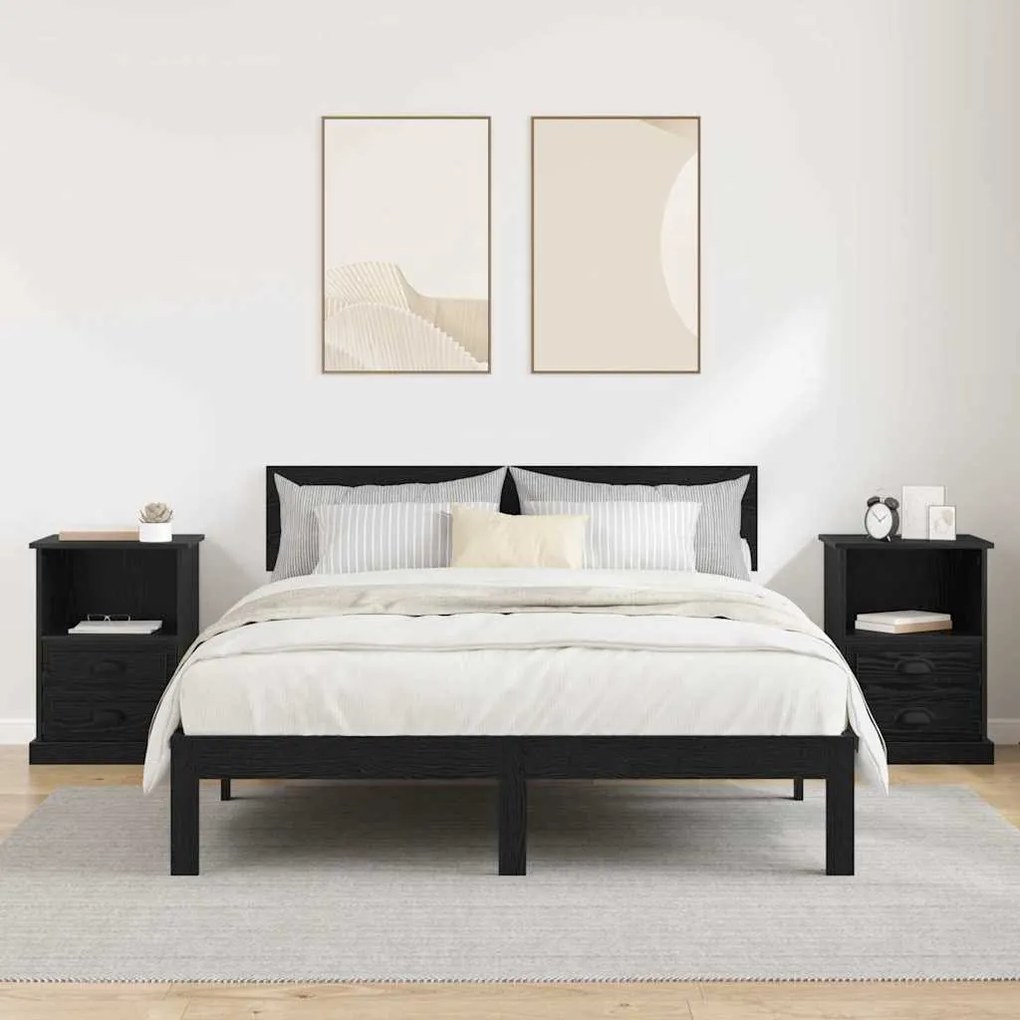 Éjjeliszekrény 2 pcs Musta tammi 43 x 36 x 60 cm Faanyag