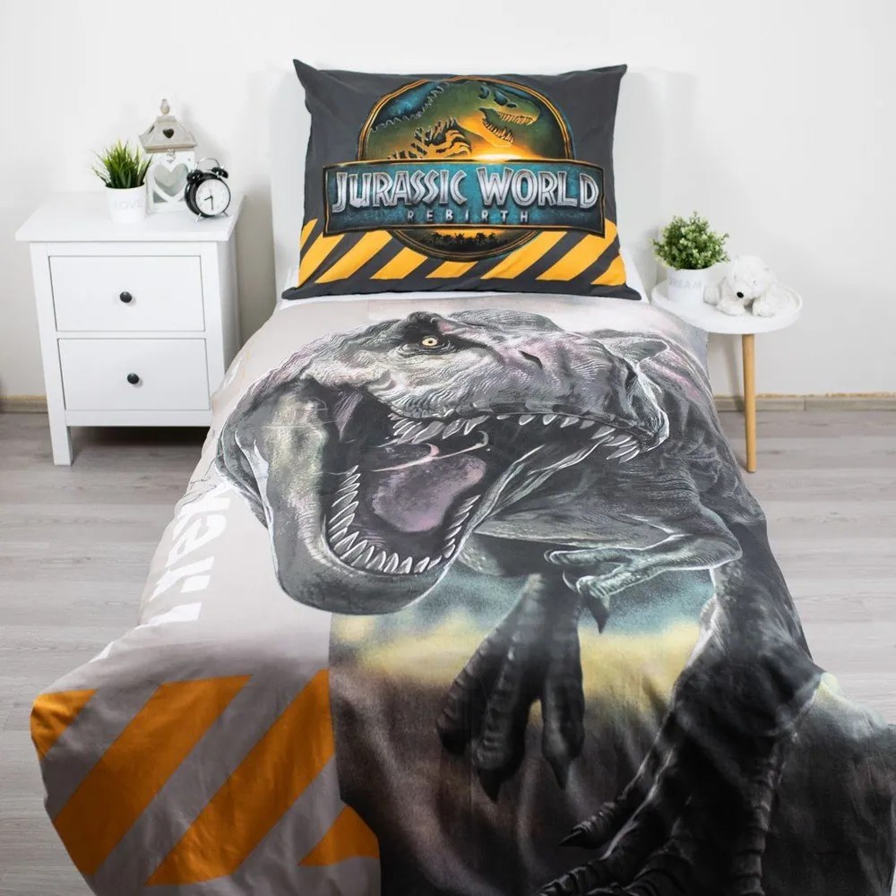 Egyszemélyes pamut gyerek ágyneműhuzat 140x200 cm Jurassic World "T-Rex" – Jerry Fabrics