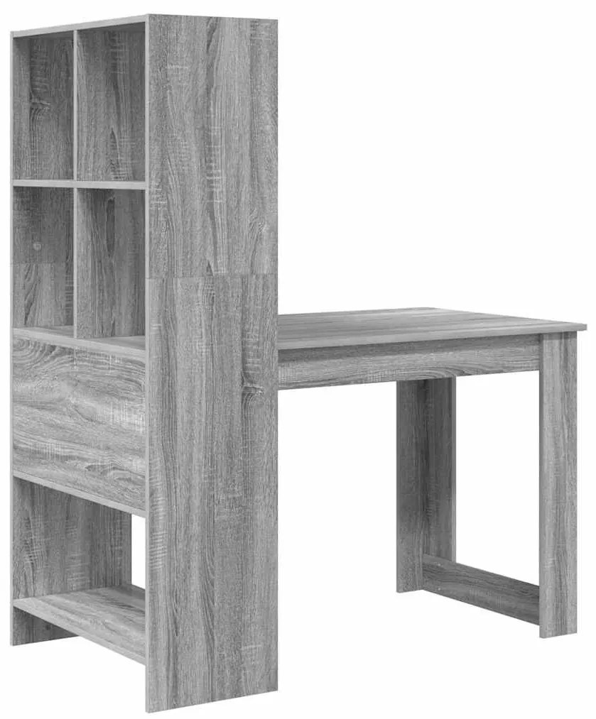 Asztal polcokkal Szürke Sonoma 122 x 67 x 145 cm Faanyag
