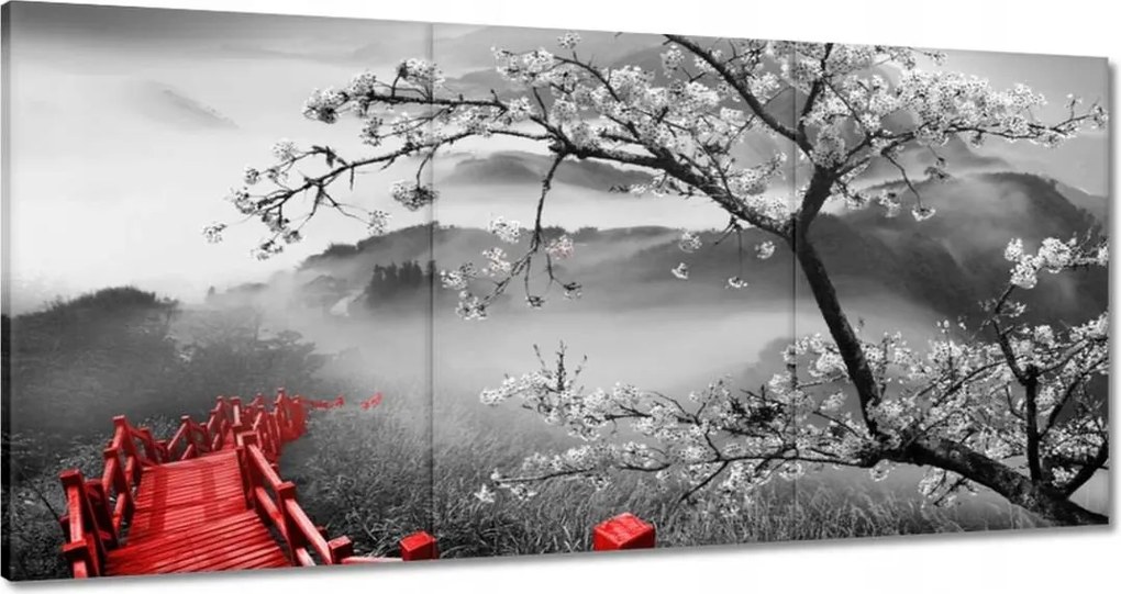 Vászonkép 60x30 Virágzó cseresznye Japán