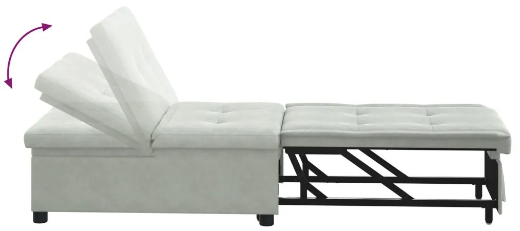 Kanapéágy Világosszürke 67 x 194 x 38 cm Bársony