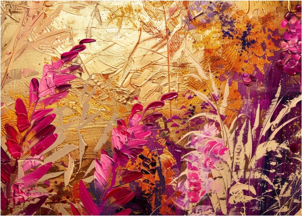 Üveg kép - Absztrakt festmény virágok II. (70x50 cm)