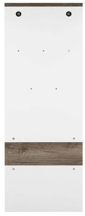 Előszoba panel, 5 akasztóval és akasztórúddal, fehér-tölgy - NEBRASKA