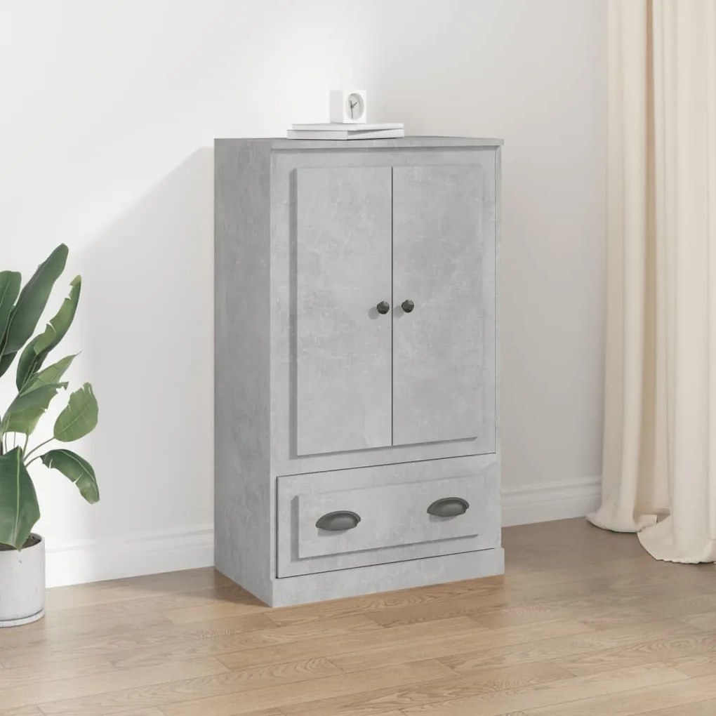 betonszürke szerelt fa magasszekrény 60x35,5x103,5 cm