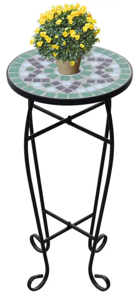 vidaXL Mozaik Kávézóasztal Növénytartó Asztal Zöld Fehér