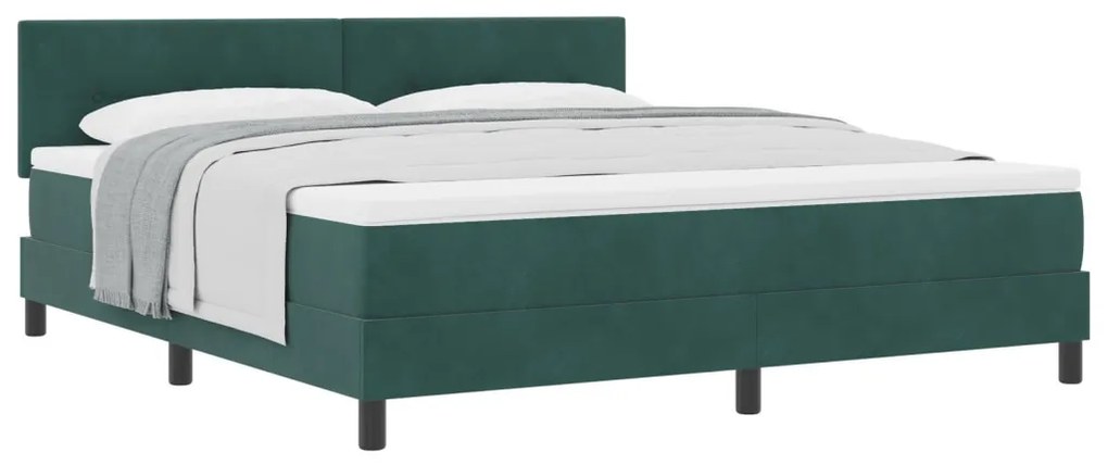 Boxspring Ágy Matracal Sötétzöld Szuper Király Velúr