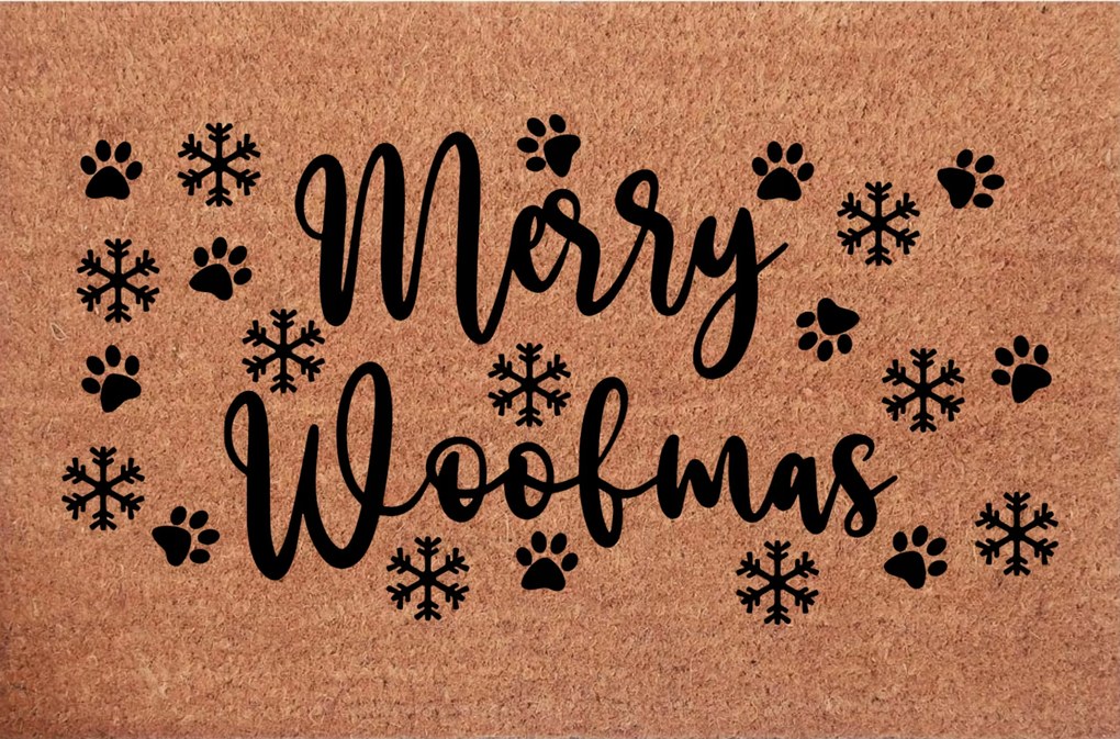 Karácsonyi Lábtörlő bejárati ajtó Merry Woofmas Boldog Karácsonyt