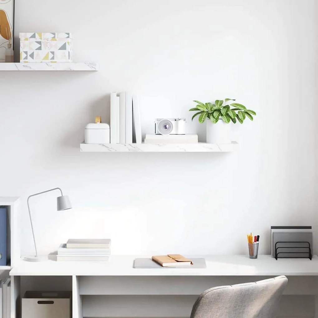 Falpolc Falra szerelhető Fehér márvány 90 x 23,5 x 4 cm Faanyag