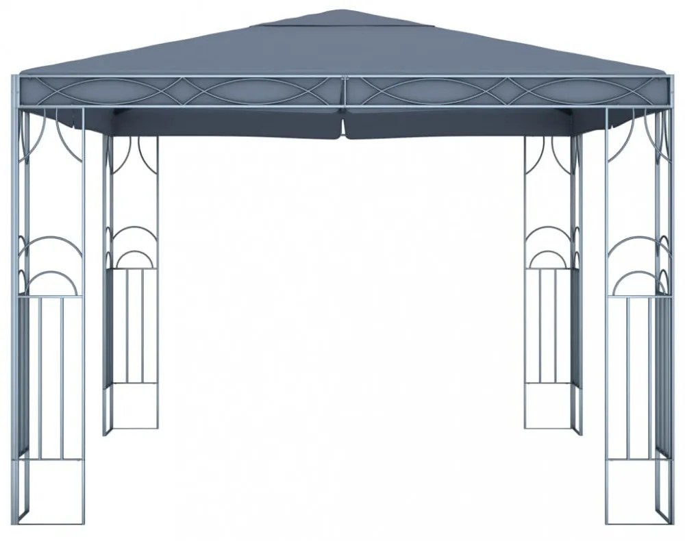 antracitszürke pavilon LED fényfüzérrel 300 x 300 cm