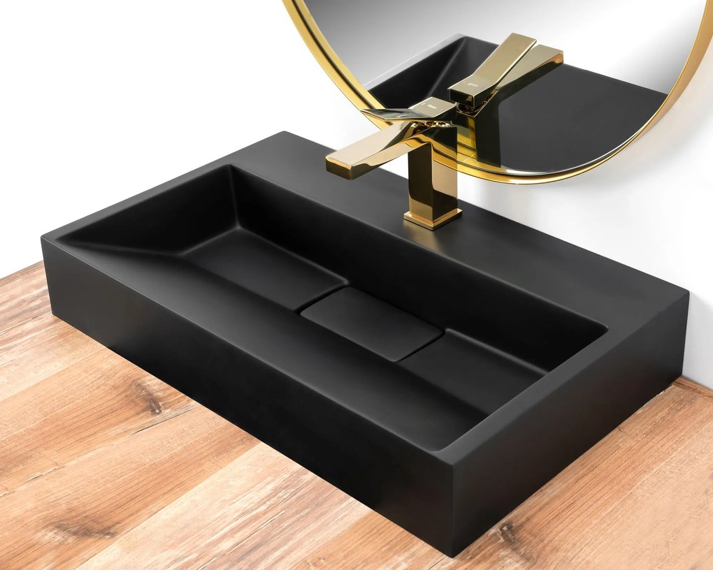 Konglomerátum mosdó GOYA BLACK MAT 60CM