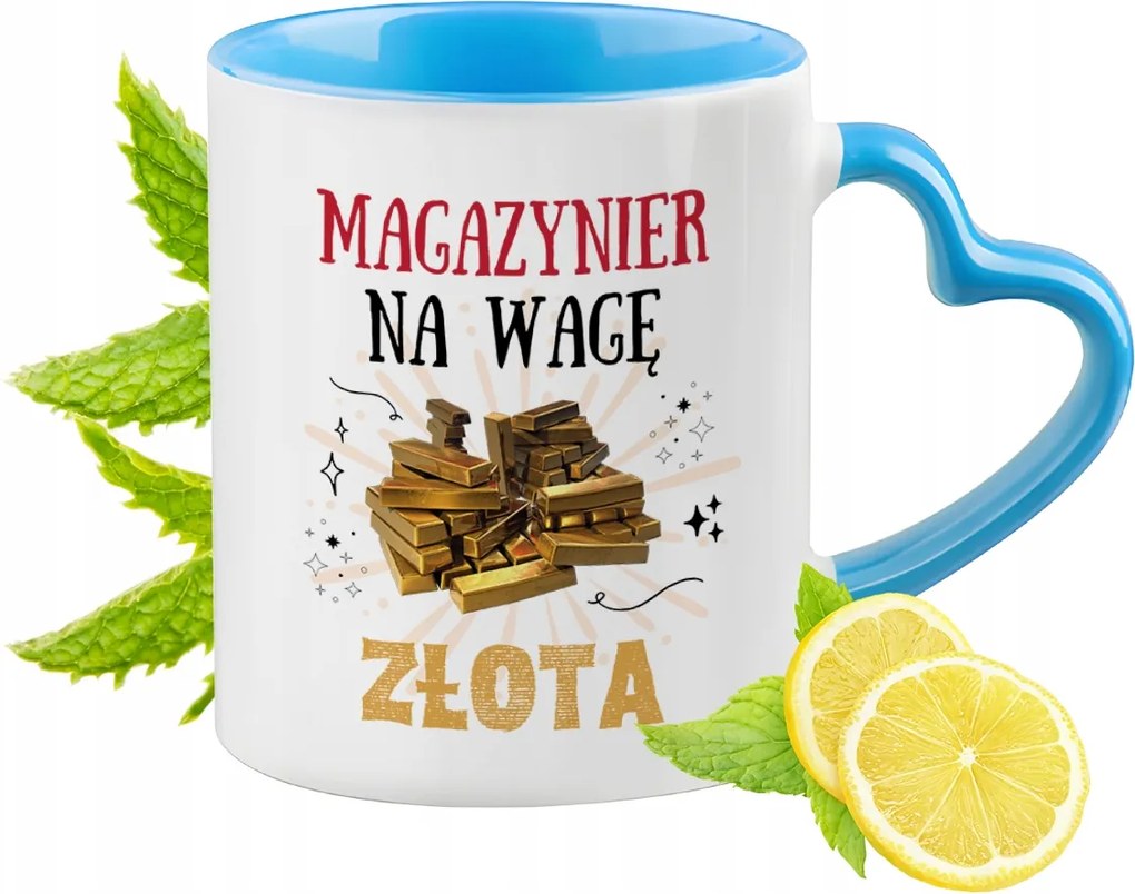 Raktárosnak Kék Bögre Szív alakú Füllel Ajándék