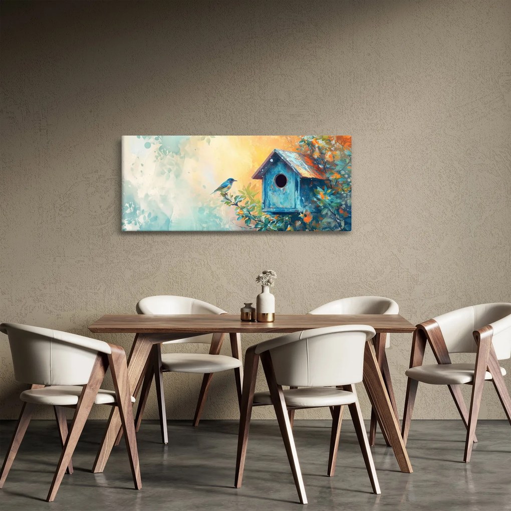 Kép - Madárház, akvarell (120x50 cm)