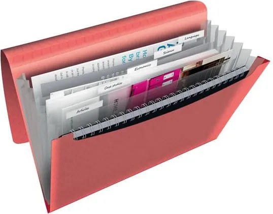 Harmonikamappa, A4, PP, 6 rekeszes, ESSELTE Colour'Breeze, korall (E628447)