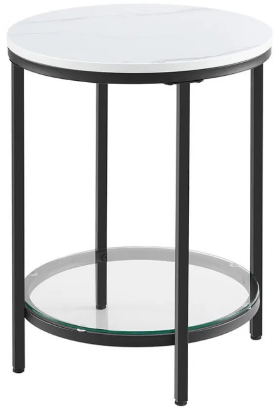 ERIC márvány mintás dohányzóasztal, 45x55cm, fekete/fehér Vasagle