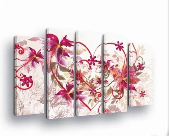 Vászonkép 150x100 Virágok Szívek Szerelem Absztrakt Fali Dekoráció Modern