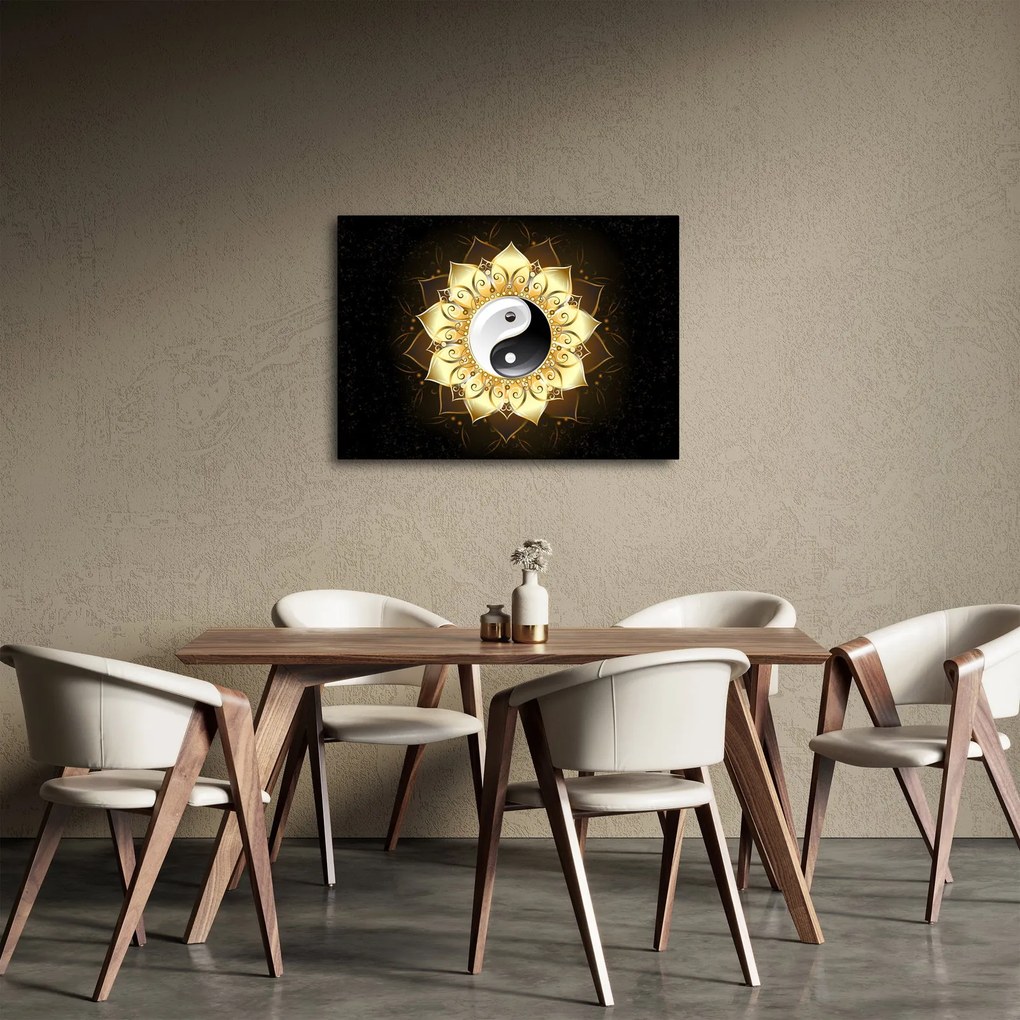 Kép - arany yin-yang (70x50 cm)