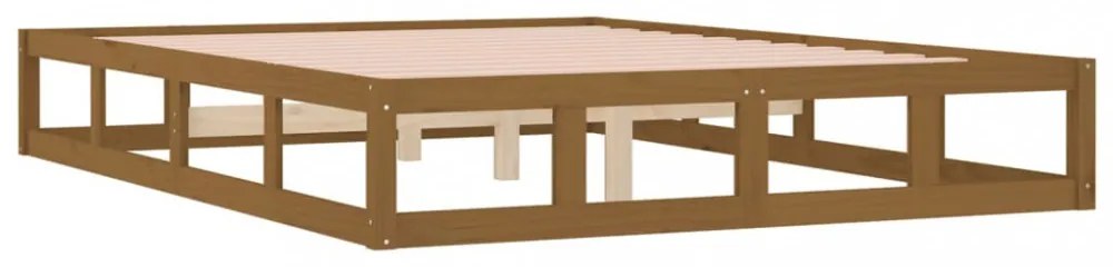 mézbarna tömör fa ágykeret 150x200 cm (King Size)