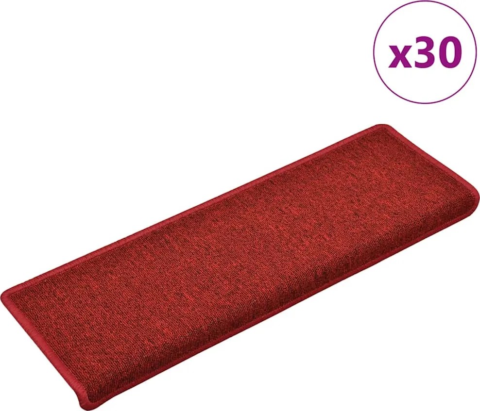 vidaXL 30 db lépcsőszőnyeg 65 x 21 x 4 cm piros téglalap alakú széllel