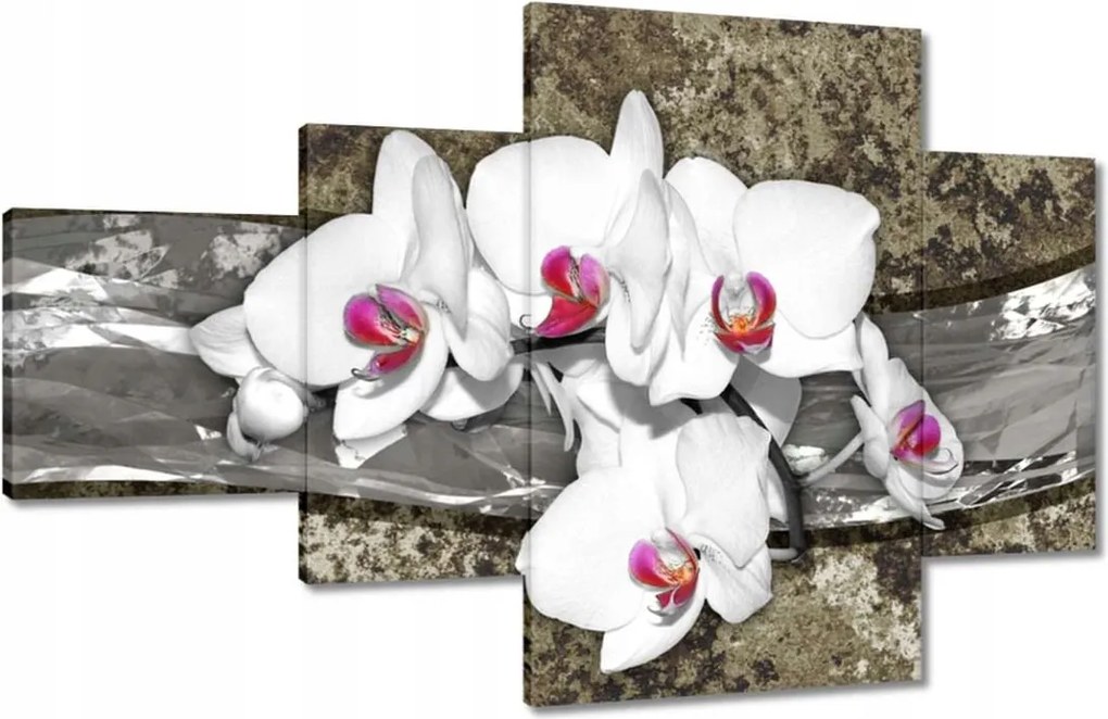 Vászonkép 130x80 Fehér orchidea márvány háttér