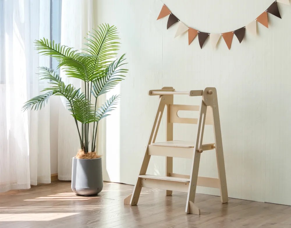 Montessori összecsukható tanulótorony, természetes, URIAN