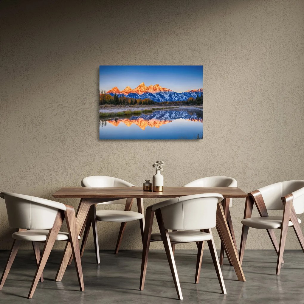 A havas hegycsúcsok képe (üvegen) (70x50 cm)